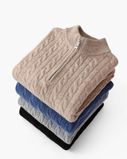 Pull demi-zip 100 % cachemire