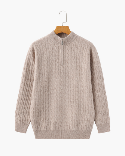 Pull demi-zip 100 % cachemire