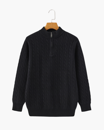 Pull demi-zip 100 % cachemire