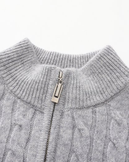 Pull demi-zip 100 % cachemire