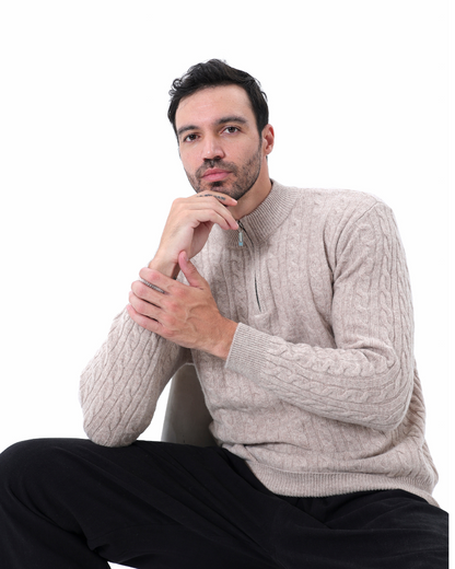 Pull demi-zip 100 % cachemire