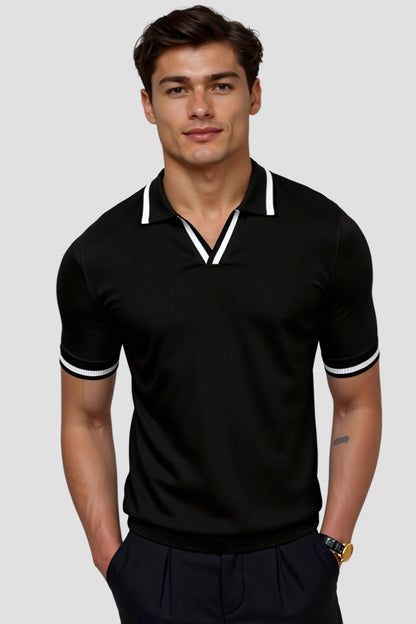 Polo ajusté contrasté