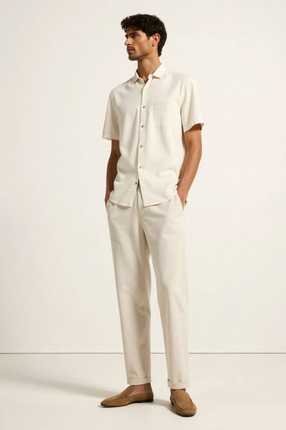 Pantalon ample en lin coupe régulière