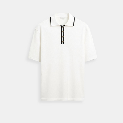 Polo boutonné à bordure élégante contrastée