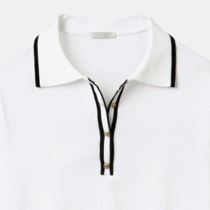 Polo boutonné à bordure élégante contrastée