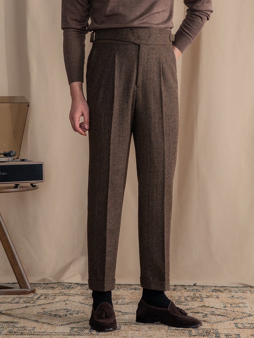 Lâ Signature - pantalon plissé en laine mélangée alpine