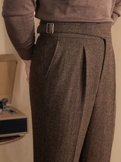 Lâ Signature - pantalon plissé en laine mélangée alpine