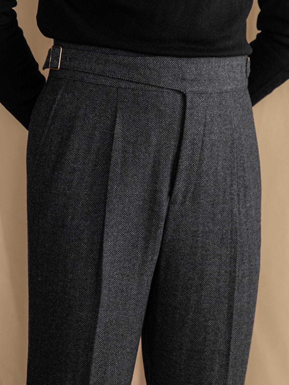 Lâ Signature - pantalon plissé en laine mélangée alpine