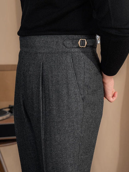 Lâ Signature - pantalon plissé en laine mélangée alpine