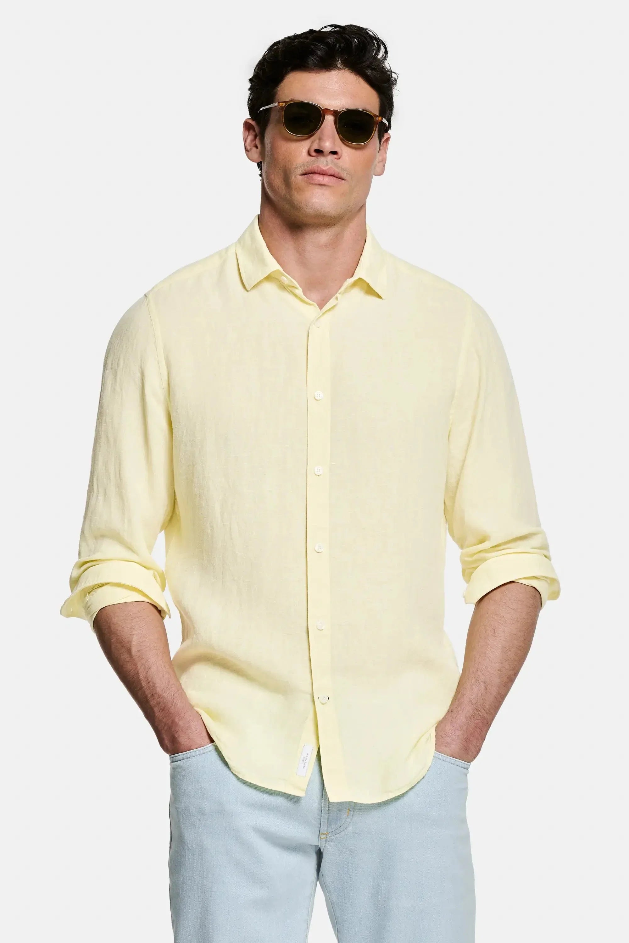 Paris- Chemise en lin jaune clair