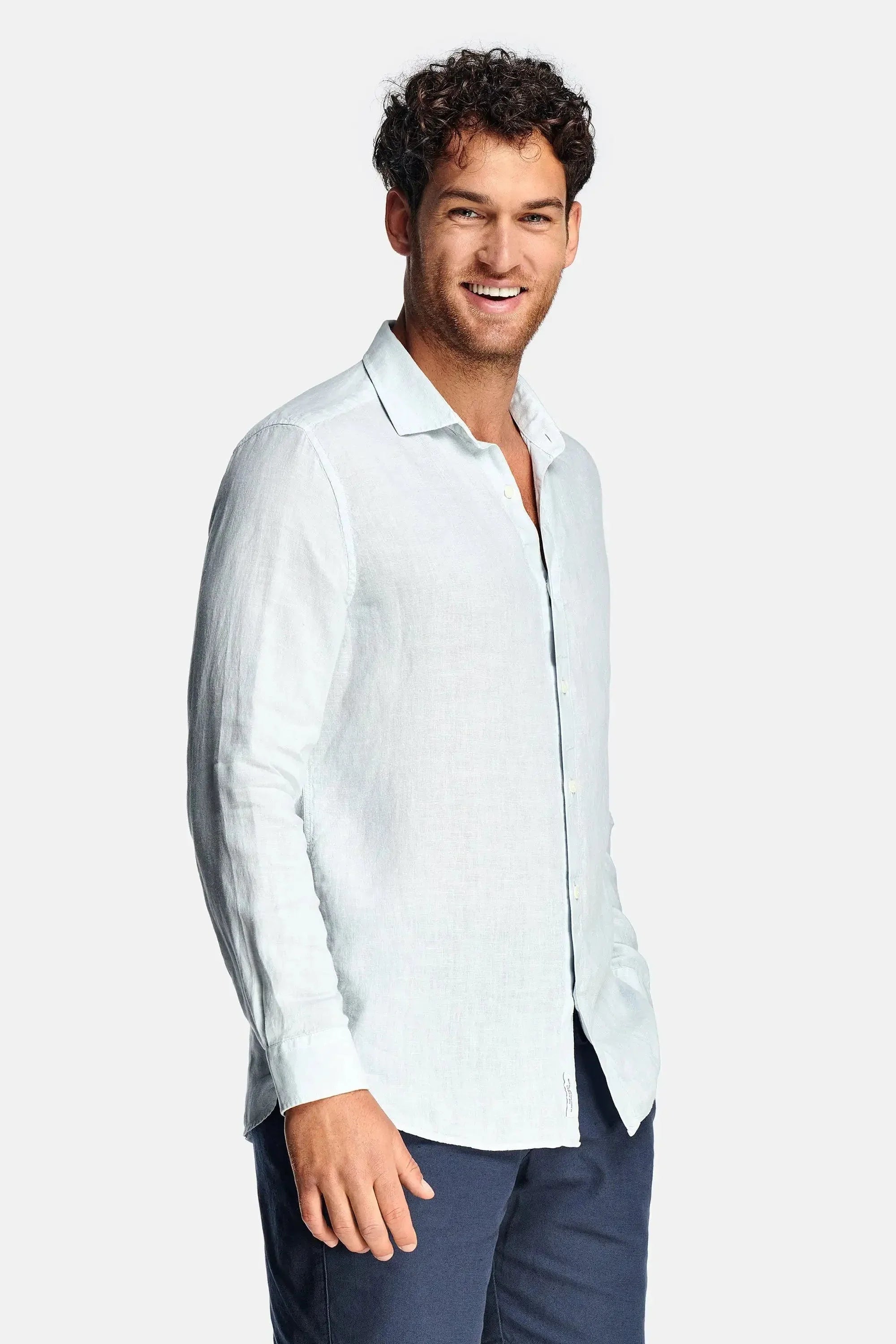 Paris- Chemise en lin bleu clair