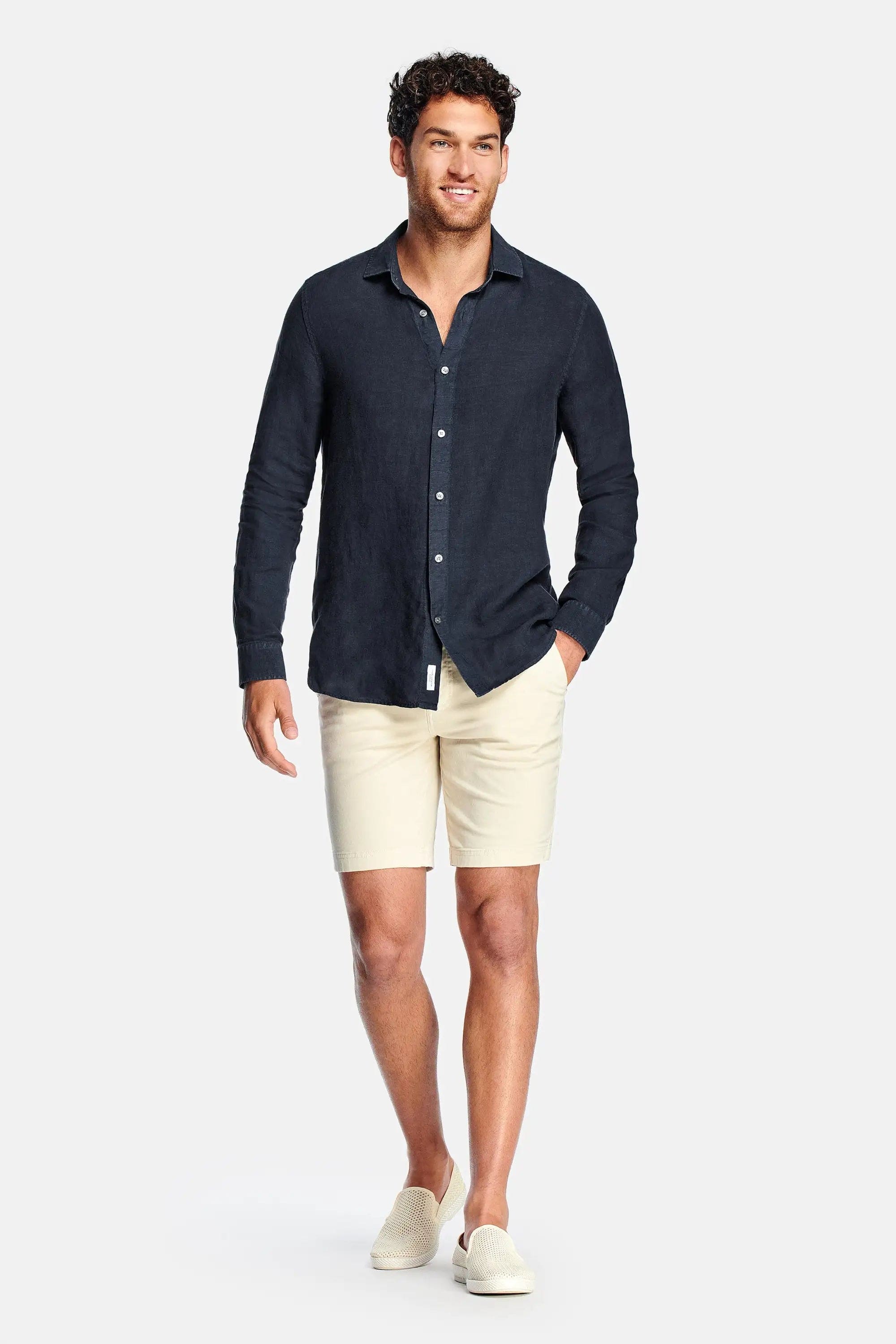 Paris- Chemise en lin bleu marine