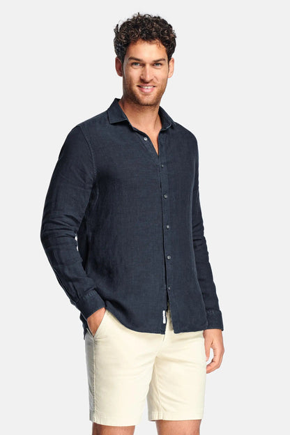 Paris- Chemise en lin bleu marine