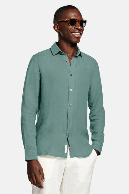 Paris- Chemise en lin vert olive