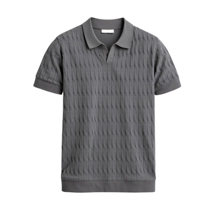 Polo en maille torsadée à col en V de qualité supérieure
