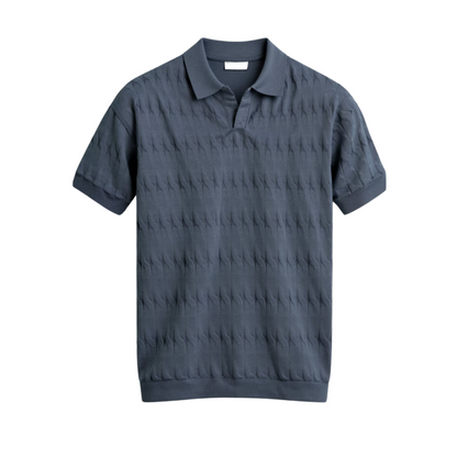 Polo en maille torsadée à col en V de qualité supérieure