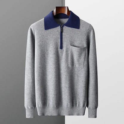 Polo zippé 100 % cachemire