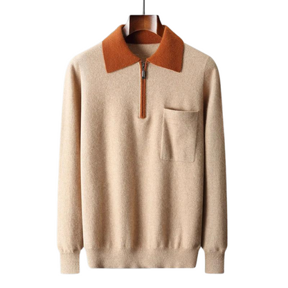 Polo zippé 100 % cachemire